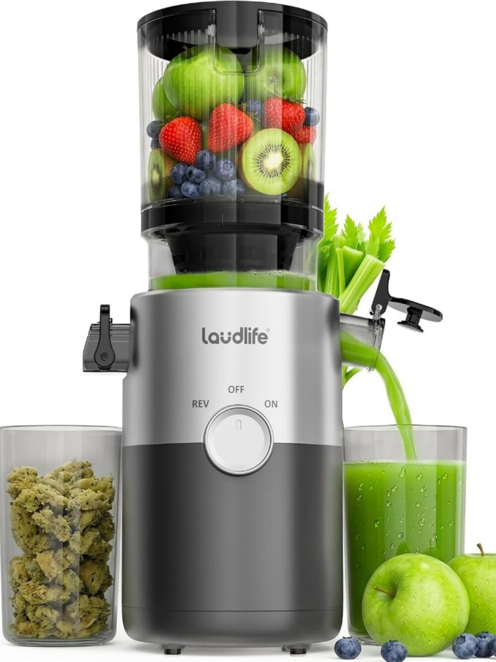 Cold Press Juicer with 5.4" Wide Chute, Quiet 35db, Easy Clean, BPA Free